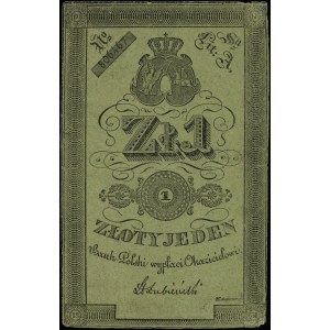 1 Zloty, 1831; unterzeichnet von Henryk Łubieński, Direktor des...