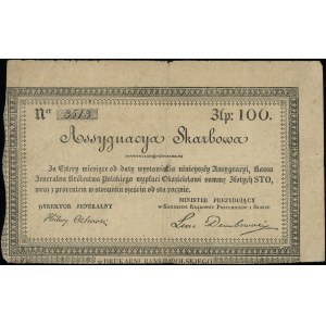 Treasury Assignment für 100 Gold, 1831; Unterschriften: Hilar...