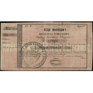 Obligacja tymczasowa na 100 złotych z roku 1863; seria ...