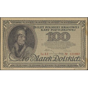 100 polnische Mark, 15.02.1919; Serie AI, Nummerierung 121...
