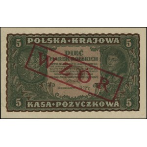 5 polnische Marken, 23.08.1919; Serie II-DP, Nummerierung 87...