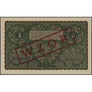 5 polnische Marken, 23.08.1919; Serie II-DP, Nummerierung 87...