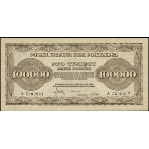 100.000 polnische Mark, 30.08.1923; Serie A, Nummerierung ...