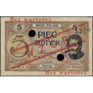 5 złotych, 28.02.1919; seria 83.A, numeracja 078829; cz...