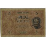 5 złotych, 28.02.1919; seria 19.B, numeracja 085755; Lu...