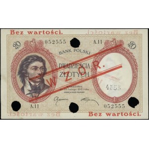 20 złotych, 28.02.1919; seria A.11, numeracja 052555, c...
