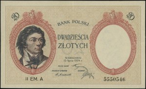 20 złotych, 15.07.1924; II Emisja, seria A, numeracja 5...