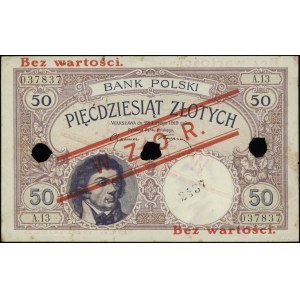 50 złotych, 28.02.1919; seria A.13, numeracja 037837, c...