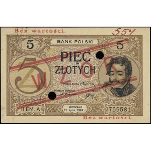 5 Zloty, 15.07.1924; 2. Ausgabe, Serie A, Nummerierung 75...