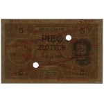 5 złotych, 15.07.1924; II Emisja, seria A, numeracja 75...