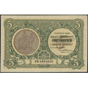 5 złotych, 1.05.1925; seria F, numeracja 8004699; Lucow...