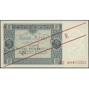 5 złotych, 2.01.1930; seria CL, numeracja 1500552, czer...