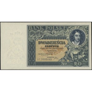 20 złotych, 20.06.1931; seria DT, numeracja 5555103; Lu...