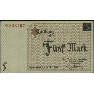 5 marks, 15.05.1940; numbering 838497, paper unmarked....