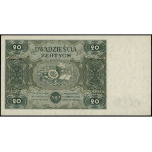 20 złotych, 15.07.1947; seria B, numeracja 9665549; Luc...