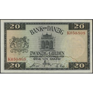 20 guldenów, 1.11.1937; seria K, numeracja 050808; Jabł...
