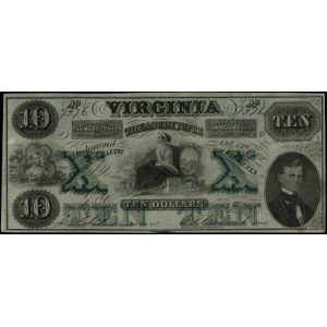 10 dolarów, 15.10.1862, Richmond; seria D, numeracja 73...