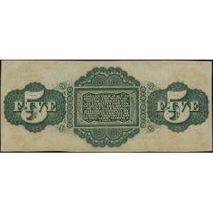 5 dolarów, 2.03.1872, South Carolina; seria A, numeracj...
