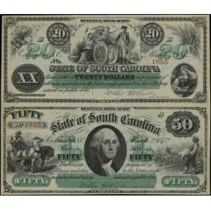 Zestaw: 20 i 50 dolarów, 2.03.1872, South Carolina; ser...