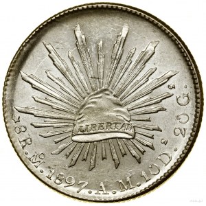 8 Reals, 1897 Mo AM, Mexiko; KM 377.10; Silber, 27,05 g....