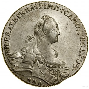 Rubel, 1768 ММД EI, Moskwa; Aw: Popiersie Katarzyny w p...