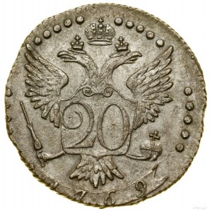 20 kopiejek, 1769 СПБ, Petersburg; na odcięciu rękawa l...