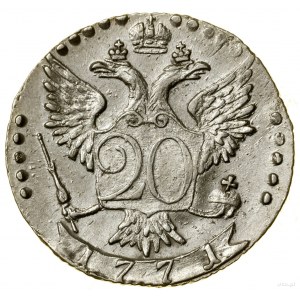 20 kopiejek, 1771 СПБ, Petersburg; na odcięciu rękawa l...