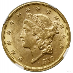 20 $, 1876, Philadelphia; Typ Freiheitskopf, mit Motto....