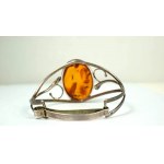 Silver bracelet with large amber - BEAUTIFUL, 1960s [31].