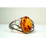 Silver bracelet with large amber - BEAUTIFUL, 1960s [31].