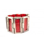 Bracelet, silver + coral, sample 925, total weight 77.5g, size approx. 200 x 35mm [53].