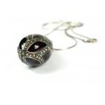 Necklace with earrings Eggs (garnet ?) IN MARQUESTS, beautiful set ! silver, sample 925, total weight approx. 38,9g [72].
