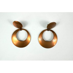 Copper earrings with clip, signed KULM, diameter approx. 35mm [73].