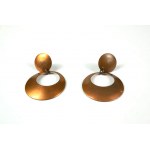 Copper earrings with clip, signed KULM, diameter approx. 35mm [73].