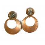 Copper earrings with clip, signed KULM, diameter approx. 35mm [73].