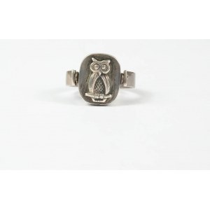 Two-sided ring DOG / SOWA, silver, sample 800, signed KW, weight 4.8g, [97].