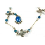 Necklace with beautiful blue stones and medallion, silver, sample 925, weight 29.2g [117].