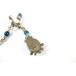 Necklace with beautiful blue stones and medallion, silver, sample 925, weight 29.2g [117].