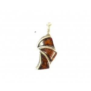 Pendant of amber and silver, sample 925, weight 3.9g, size approx. 12x25mm [190].