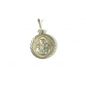 Pendant of MOTHER OF GOD WITH CHILDREN, silver, sample 925, weight 1.5g, diameter about 14mm [201].