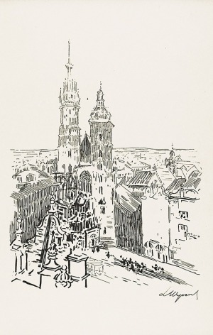 Leon WYCZÓŁKOWSKI (1852-1936), Widok na kościół Mariacki