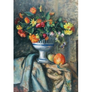 Irena WEISS-ANERI (1888-1981), Martwa natura z kwiatkami i jabłkami