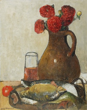 Jerzy KRAWCZYK (1921-1969), Martwa natura z rybami
