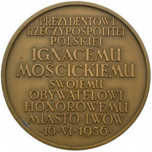 Medal of Honorary Citizenship of Lviv for President Ignacy Mościcki 1936 - RARE