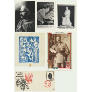 Set of photos and cards with the image of Józef Piłsudski (6 pcs.)