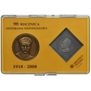 Set, Medal and Clip issued on the occasion of the 90th Anniversary of Regaining Independence (2 pcs.)