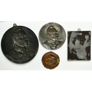 Set, Medals and plaque with Józef Piłsudski (4 pcs.)