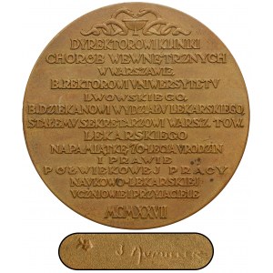 Medal Professor Doctor Antoni Gluziński 1927 - Aumiller - RARE