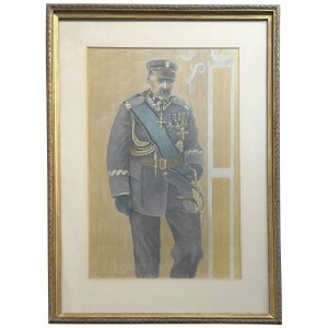 Tisk kresby postavy Józefa Piłsudského - Zdzisław Czermański