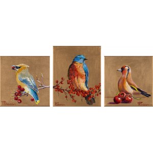 Hanna Pushkarova, Drei Vögel (Triptychon), 2022